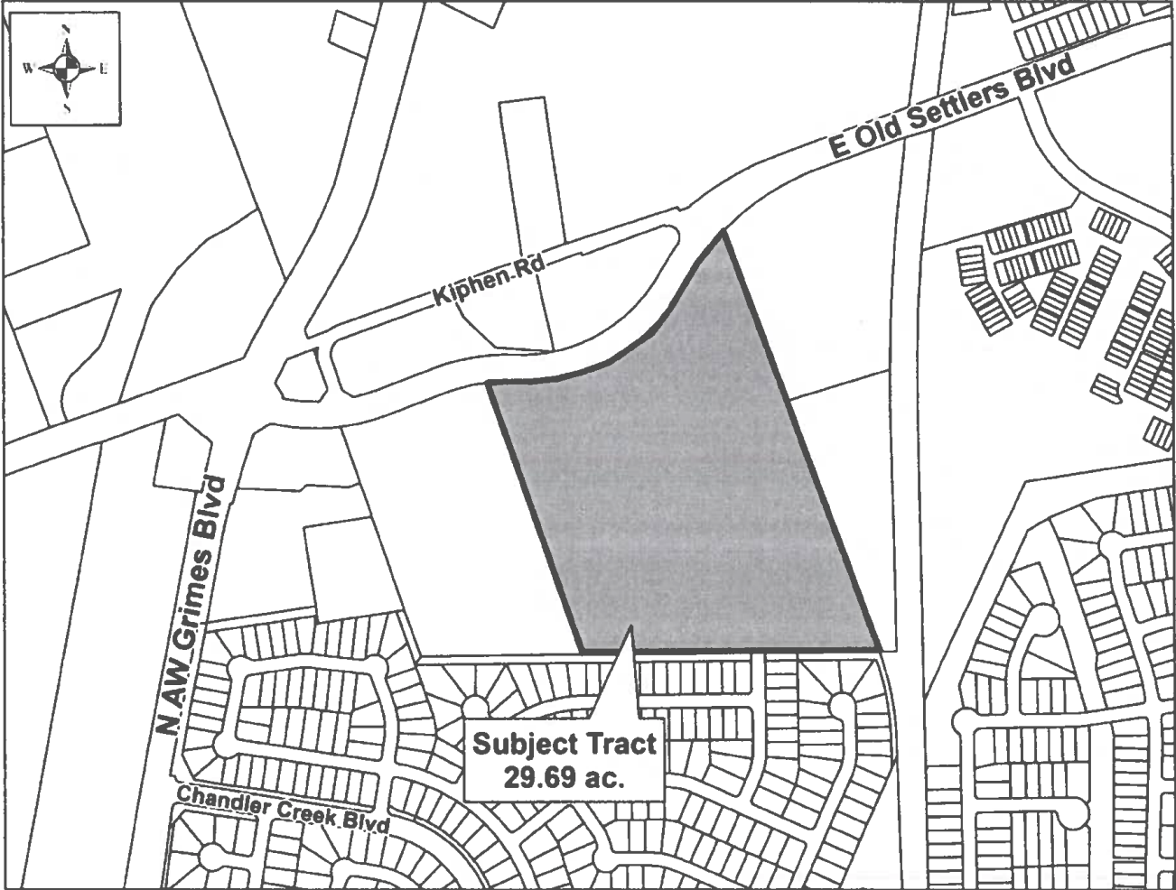 Map showing the proposed Skybox data center site in relation to Old Settlers and surrounding neighborhoods